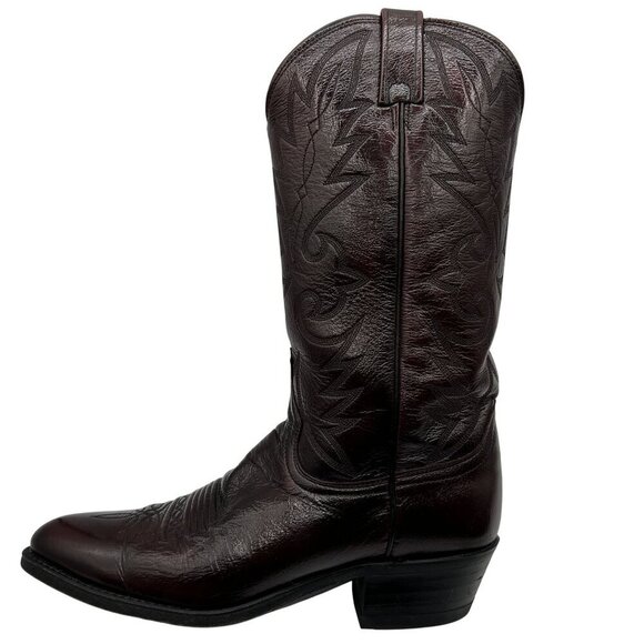 Dan Post Mens 9.5D Black Cherry Leather Cowboy Boots Western Stitching Rodeo - Picture 3 of 16